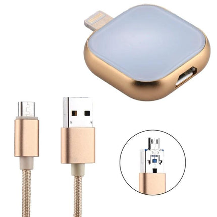 Compact Flash Drive for Daily iPhone Data Backup and Storage - gold compact iPhone flash drive with USB cable for photo and contact backup