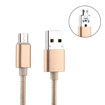 Compact Flash Drive for Daily iPhone Data Backup and Storage - gold braided USB to micro-USB cable for on-the-go backup and file access