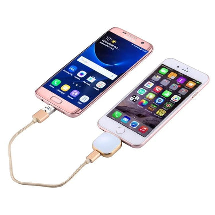 Compact Flash Drive for Daily iPhone Data Backup and Storage connected to iPhone showing media and contacts backup on the go