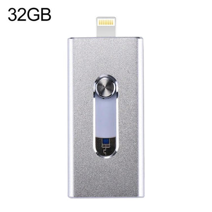 Flash Drive for Everyday File Backup and Transfer on Phones and PCs - 32GB silver Lightning and USB storage for iPhone, Android, PC