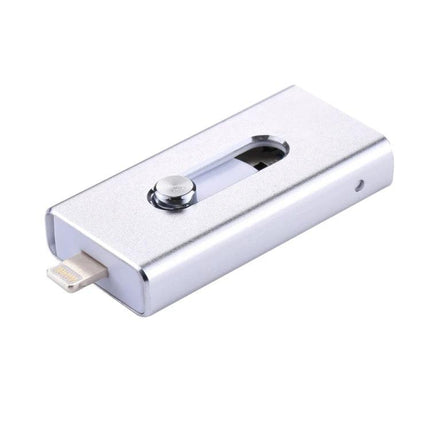 Compact Flash Drive for Everyday Phone and Computer Use - silver dual-connector flash drive for iPhone, Android and PC file transfer