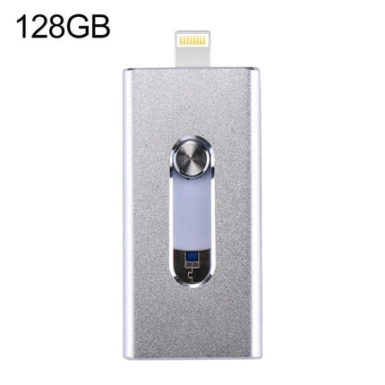 Compact Flash Drive for Everyday File Storage on Devices - 128GB silver dual lightning USB flash drive for iPhone Android PC
