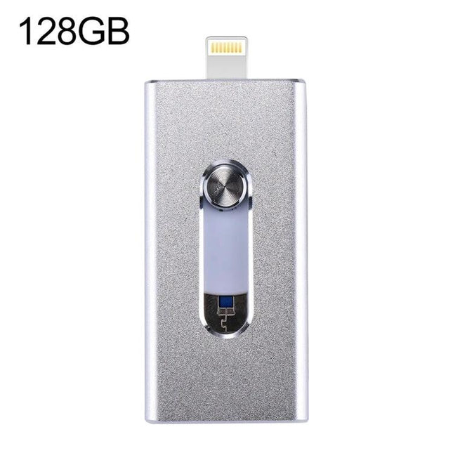 Compact Flash Drive for Everyday File Storage on Devices - 128GB silver dual lightning USB flash drive for iPhone Android PC