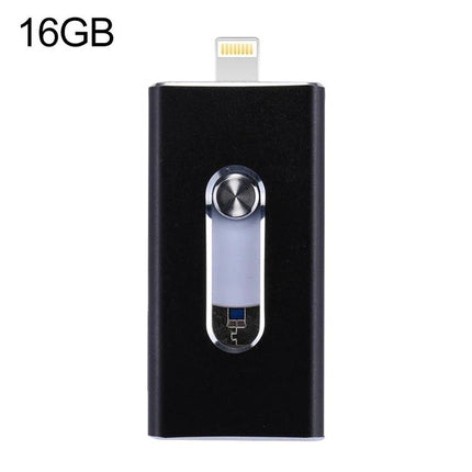 Versatile USB Flash Drive for Everyday Data Storage and Transfer — 16GB black dual‑connector flash drive for iPhone, Android and PC file backup