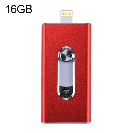 Versatile USB Flash Drive for Everyday Data Storage and Transfer - red 16GB lightning and USB connector for iPhone Android PC backup and file sharing