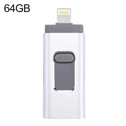 EasyFlash Flash Drive for Everyday Digital File Storage - 64GB silver Lightning/USB stick for backing up phone photos and contacts