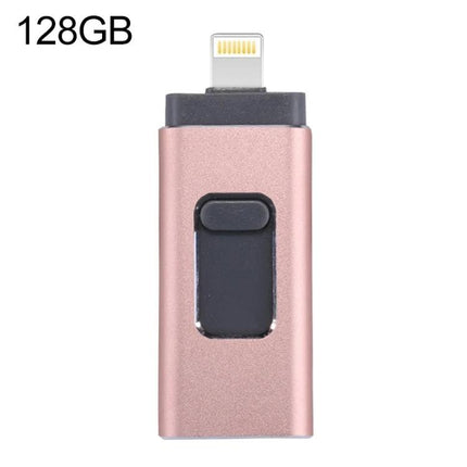 Easyflash Flash Drive for Everyday File Storage and Transfer - 128GB rose gold lightning/USB flash drive for iPhone Android and PC backups