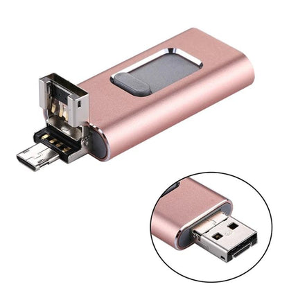 Easyflash Flash Drive for Everyday File Storage and Transfer - rose gold dual USB and micro-USB connector for iPhone, Android and PC backups