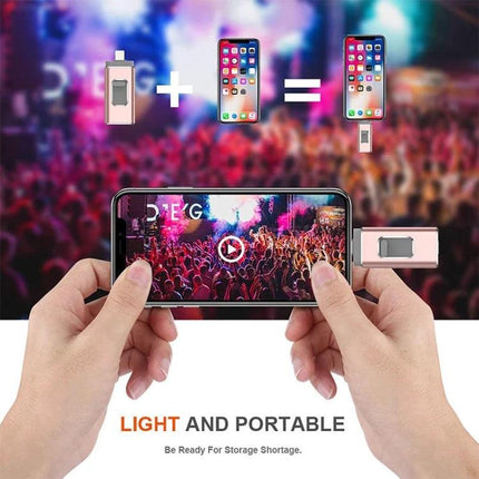 Easyflash Flash Drive for Everyday File Storage and Transfer - compact dual-connector USB for backing up photos and transferring files between iPhone, Android, PC
