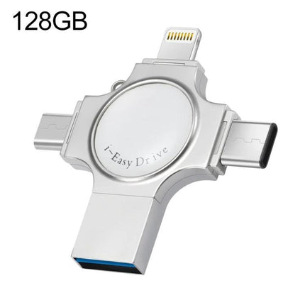 USB Flash Drive for Everyday File Backup and Transfer - 128GB multi-connector iPhone Android PC backup drive