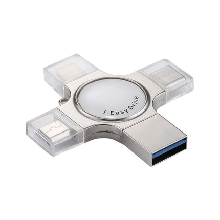USB Flash Drive for Everyday File Backup and Transfer compact cross-shaped metal USB with multi-device connectors for iPhone Android and PC