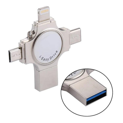 USB Flash Drive for Everyday File Backup and Transfer - 4-in-1 metal iPhone Android PC USB drive for photo backup, contact backup and encrypted file transfer