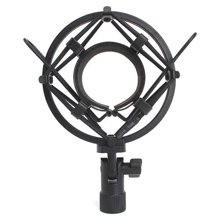 Shock Mount for Home Recording Sessions and Live Events - black microphone shock mount reducing vibrations for home and live audio