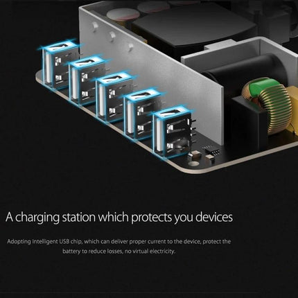 ORICO Charging Station for Daily Home Device Organization showing internal USB ports and intelligent charging circuitry
