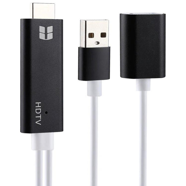 Convert Phone Videos to Home TV Display Easily – black HDMI video converter cable with USB power and adapter for phone-to-TV streaming