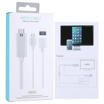 Convert Phone Videos to Home TV Display Easily - HDMI adapter showing phone to HDTV setup for sharing videos and photos