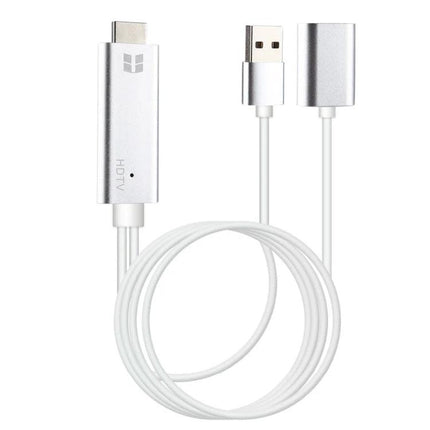 Convert Phone Videos to Home TV Display Easily with white HDMI converter cable for Android and iOS phones to TV or projector