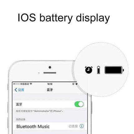 Magnetic Wireless In Ear Earphones For Commuting And Gym Use showing iOS battery display and Bluetooth pairing screen