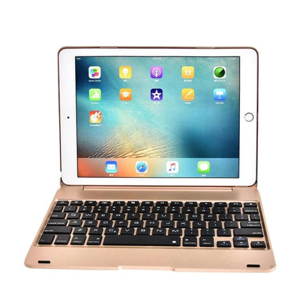 Bluetooth Keyboard and Protective Case for iPad Pro 9.7 Inch shown open with tablet in rose gold keyboard case