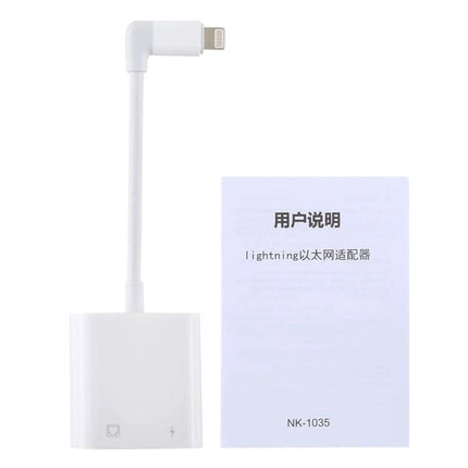 Essential Adapter for Daily Device Connectivity and Charging - white Lightning to RJ45 Ethernet adapter with charging pass-through