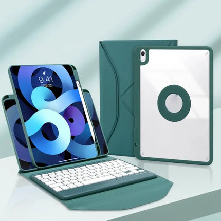 Leather Bluetooth Keyboard Case with Pen Slot for iPad 10.2