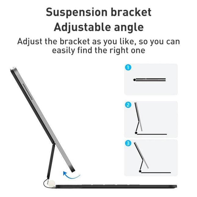 Bluetooth Keyboard Leather Case for iPad Pro 11-Inch showing adjustable suspension bracket and multiple viewing angles with protective keyboard cover