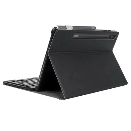 Detachable Backlit Bluetooth Keyboard Case for Samsung Galaxy Tab S6 10.5 Inch showing detachable backlit Bluetooth keyboard and protective folio stand