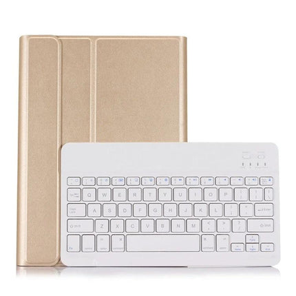 Detachable Backlit Bluetooth Keyboard Case for Samsung Galaxy Tab S6 10.5 Inch - gold folio with white detachable backlit keyboard