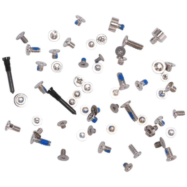 Set of Screws and Bolts for Everyday iPhone X Repairs - assortment of silver and black iPhone X charging port screws and small bolts