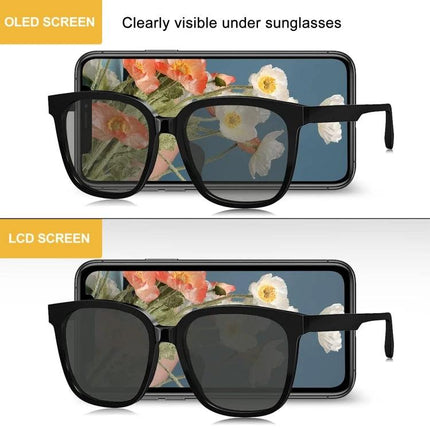 GX Replacement Screen for Daily iPhone X Repairs and Use showing OLED vs LCD visibility under sunglasses and repair-ready replacement