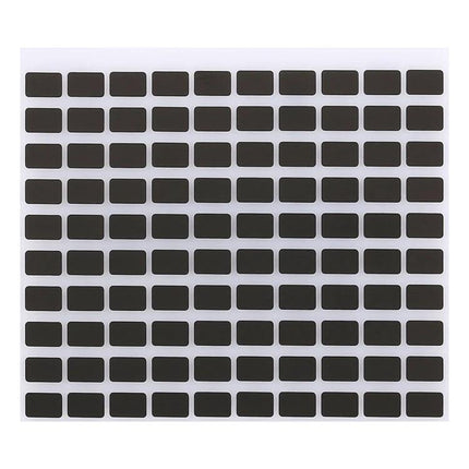 Essential screen welding stickers for home device repairs daily - sheet of small rectangular black repair stickers for phone screens