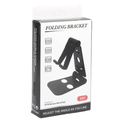 Foldable Ergonomic Phone Holder for Hands-Free Viewing - black adjustable folding bracket for desks, anti-skid, ergonomic tilt to reduce neck strain