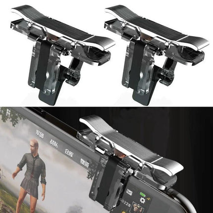 Essential Phone Triggers for Daily Gaming Enjoyment - pair of mechanical mobile gaming triggers clipped to smartphone for improved accuracy