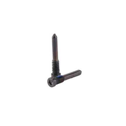 Replacement Screws for iPhone X Charging Port Home Repairs – two small black replacement screws for charging port repair