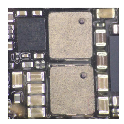 Versatile Replacement Part for Everyday iPhone Maintenance - close-up of L3340/L3341 boost coil on iPhone X/8 Plus logic board, for charging repair