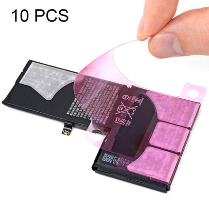 Adhesive Tapes for Everyday iPhone X Battery Maintenance — clear pink battery adhesive strip being applied to iPhone X battery