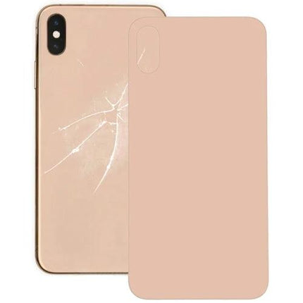 Replacement Glass Back For Your iPhone Xs Max Daily Protection showing new rose gold replacement panel next to cracked iPhone XS Max back