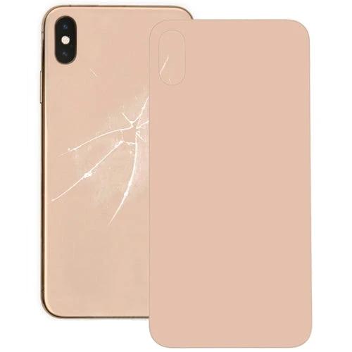 Replacement Glass Back For Your iPhone Xs Max Daily Protection showing new rose gold replacement panel next to cracked iPhone XS Max back