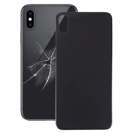 iPhone XS Max Glass Back Cover for Everyday Phone Repairs showing replacement glass panel beside cracked iPhone back
