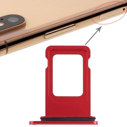 Practical SIM Card Tray for iPhone XR in Daily Travel Scenarios - red tray shown next to gold iPhone XR for quick SIM swaps