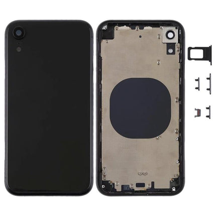 Back Cover Replacement for Everyday iPhone XR Use - black iPhone XR back housing replacement showing front and interior with buttons and SIM tray