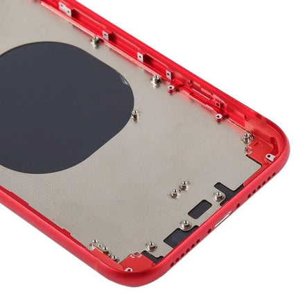 Back Cover Replacement for Everyday iPhone XR Use - red iPhone XR back housing replacement shown interior with screws and wireless charging coil