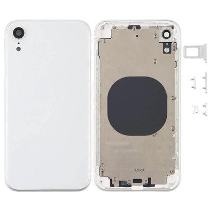 Back Cover Replacement for Everyday iPhone XR Use - white rear housing kit showing exterior and interior with buttons and SIM tray
