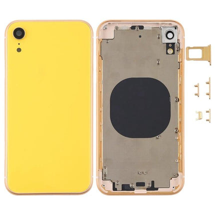 Back Cover Replacement for Everyday iPhone XR Use - yellow rear housing panel and internal frame with buttons and SIM tray