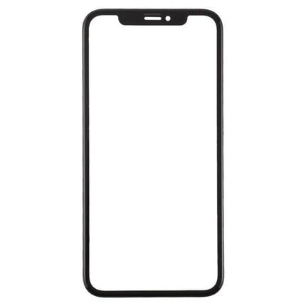 Replacement Front Glass for iPhone XR Daily Use - black outer glass lens with frame and camera notch, OCA adhesive ready, front screen replacement