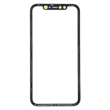 Replacement Front Glass for iPhone XR Daily Use — black outer glass lens with frame and OCA adhesive for easy screen repair