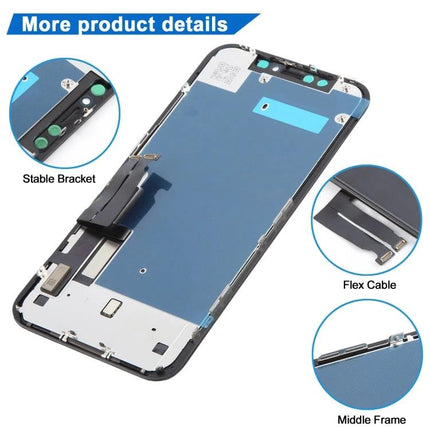 Replacement LCD Screen for iPhone XR Everyday Repairs blue back assembly with flex cable stable bracket and middle frame