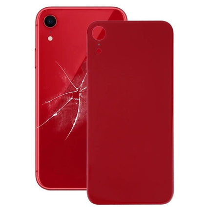 iPhone XR Back Cover Replacement for Everyday Phone Use - red replacement back panel shown next to cracked iPhone XR back