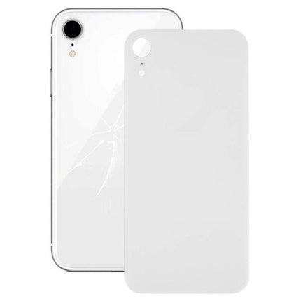iPhone XR Back Cover Replacement for Everyday Phone Use white replacement panel shown next to cracked iPhone XR back