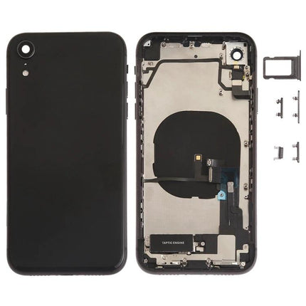 Back Cover Replacement for iPhone XR to Maintain Everyday Use - black battery back cover assembly with integrated side keys and components